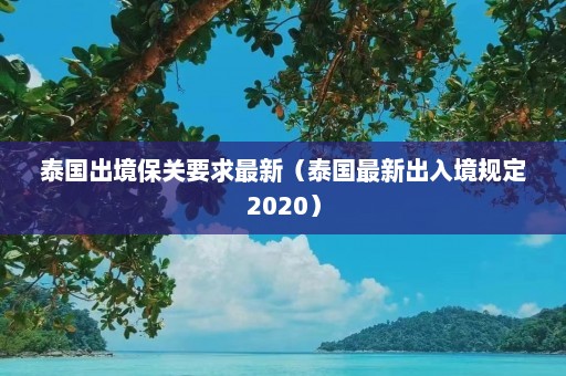 泰国出境保关要求最新（泰国最新出入境规定2020）